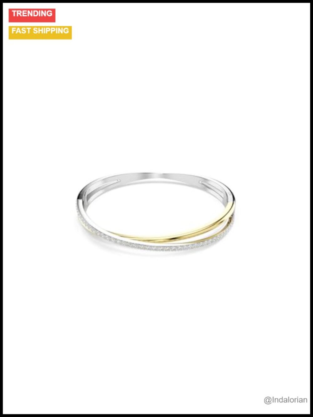 Twist Bangle Bracelet Round Cubic Zirconia Gold Rhodium Plated